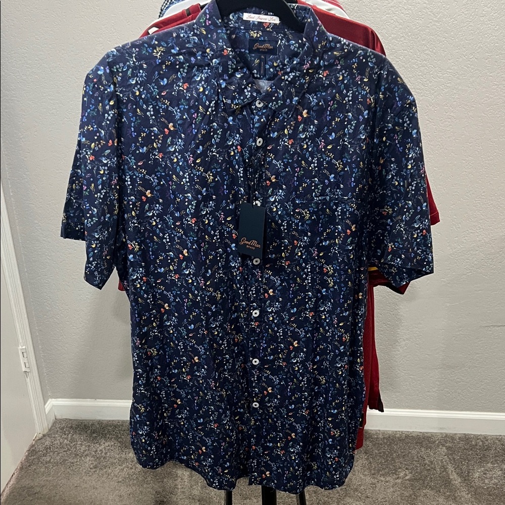 Good Man Brand Men's Blue Floral Button Down Shirt